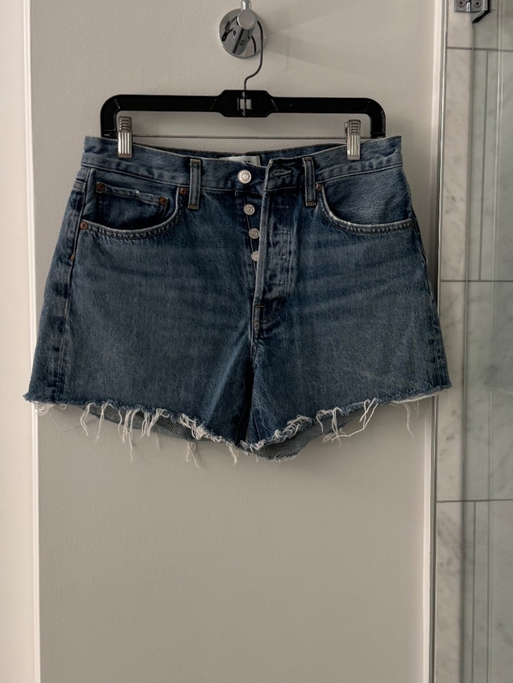 Agolde blue jean cut off  button fly shorts sz 27